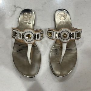 VinceCamuto Gold White Sandals